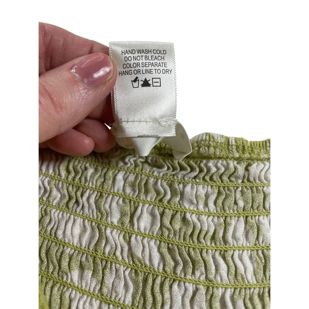 Urban Romantics Green Boho Fairy Smocked Peplum Top Square Neck Flutter sleeve - Picture 4 of 6